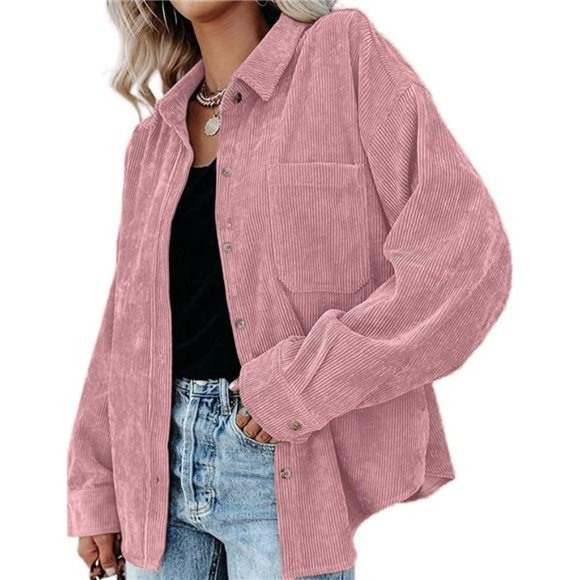 Casual Oversized Button Down Shacket Long Sleeve Blouse with Pockets - Picture 5 of 7